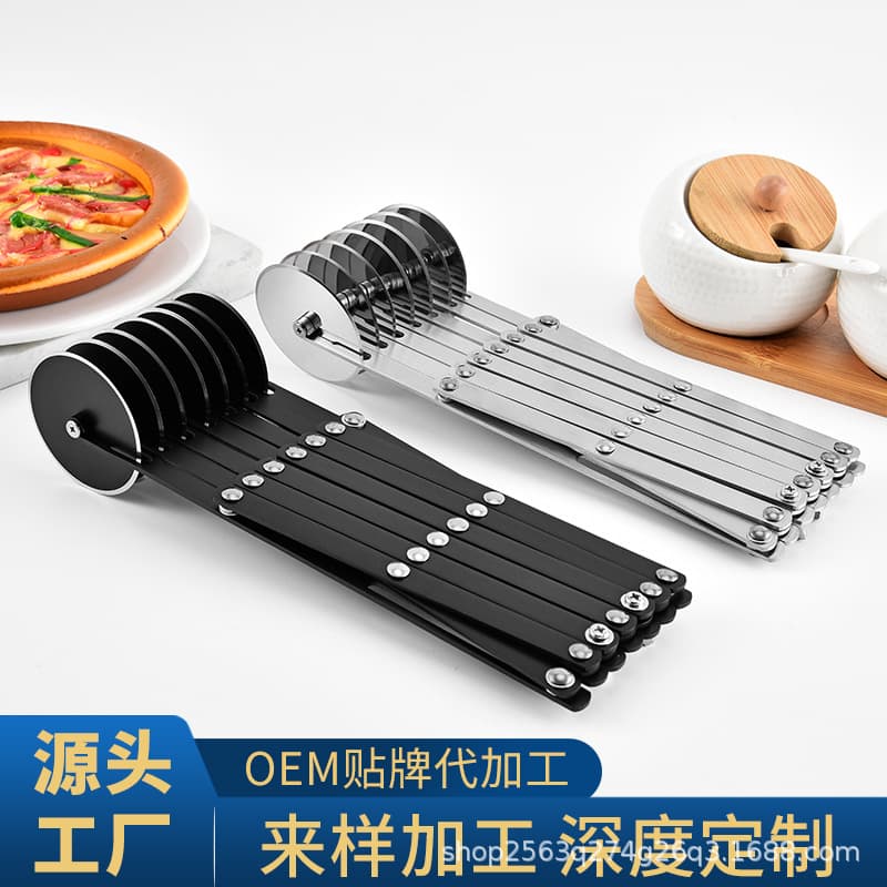 Stainless Steel Retractable Multi-Wheel Dough Cutter, Pizza Cutter, Commercial Baking Knife