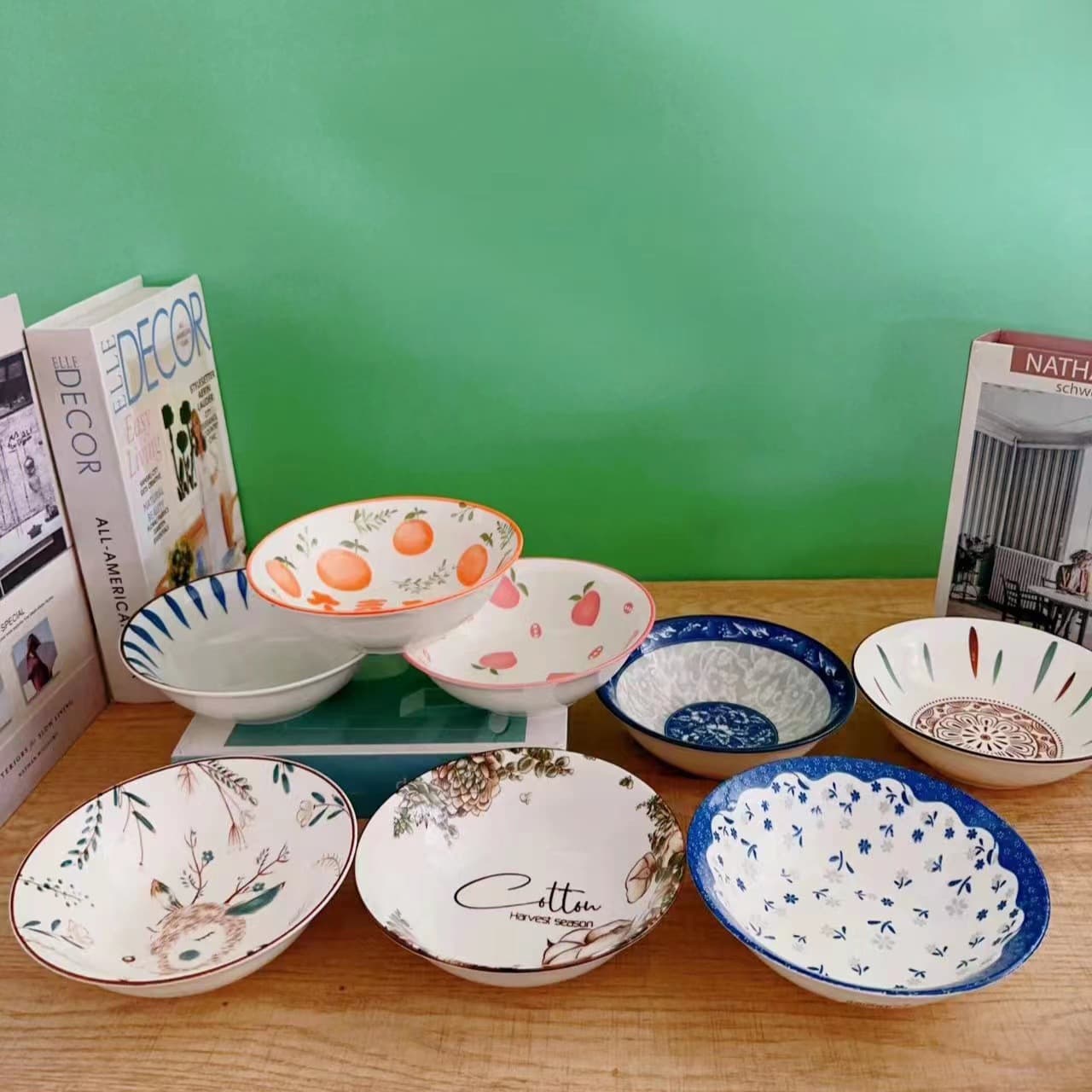 Japanese-style ceramic bowl, large household noodle bowl, ramen bowl, soup bowl, retro creative instant noodle bowl, salad bowl
