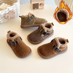 Winter New Style Girls Fashion Kids Korean Version Shoes Boys Girls Fleece Lined Boots Warm Short Boots Thick Cotton Children Shoes Drop Shipping