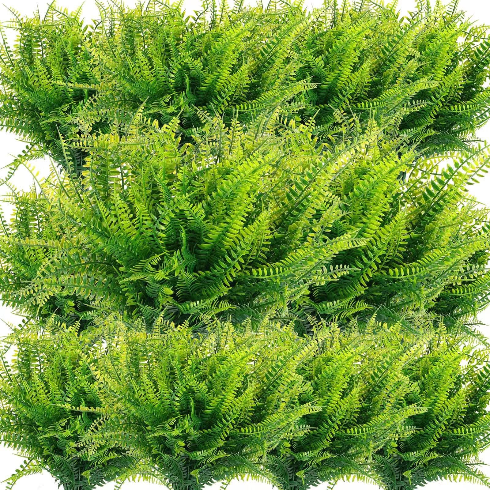 Amazon stock of artificial ferns, Persian grass, leaf bundles, Persian vines, fern shoots, decorative artificial green plants.