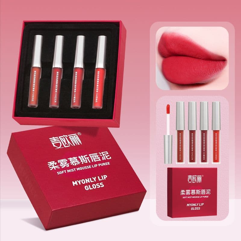 Myonly Lip Mud Gift Set Velvet Matte Lip Glaze Water Mist Lip Gloss Lipstick Cosmetics Wholesale