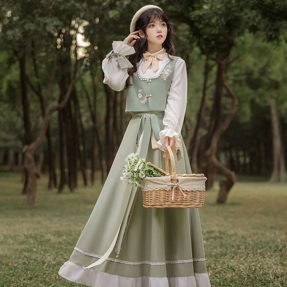 Mi Butterfly Original Hanfu Women's Adult New Style Improved Han-Element Set Po Skirt Chinese Style Daily Wear