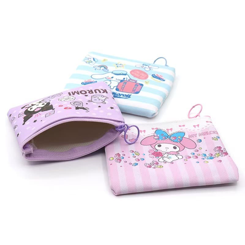 New Sanrio Kuromi PU Children's Coin Purse Student Mini Storage Small Bag Portable Card Holder Wallet