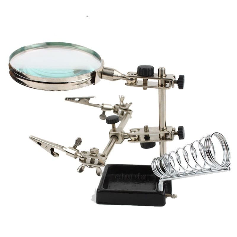 90mm multifunctional magnifying glass with spring clip, auxiliary clip experimental magnifying glass, factory direct sale 1086