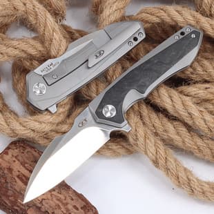 Cross-border ZT Folding Knife Titanium Alloy Inlaid Carbon Fiber Handle Outdoor Self-defense Folding Knife Outdoor Adventure Portable EDC
