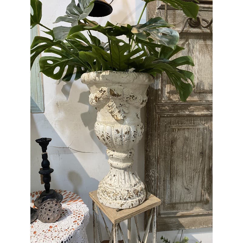 European Tall Pedestal Vintage Trophy Planter, Antique Roman Column Style for Balcony Garden Villa, Photography Prop Decoration