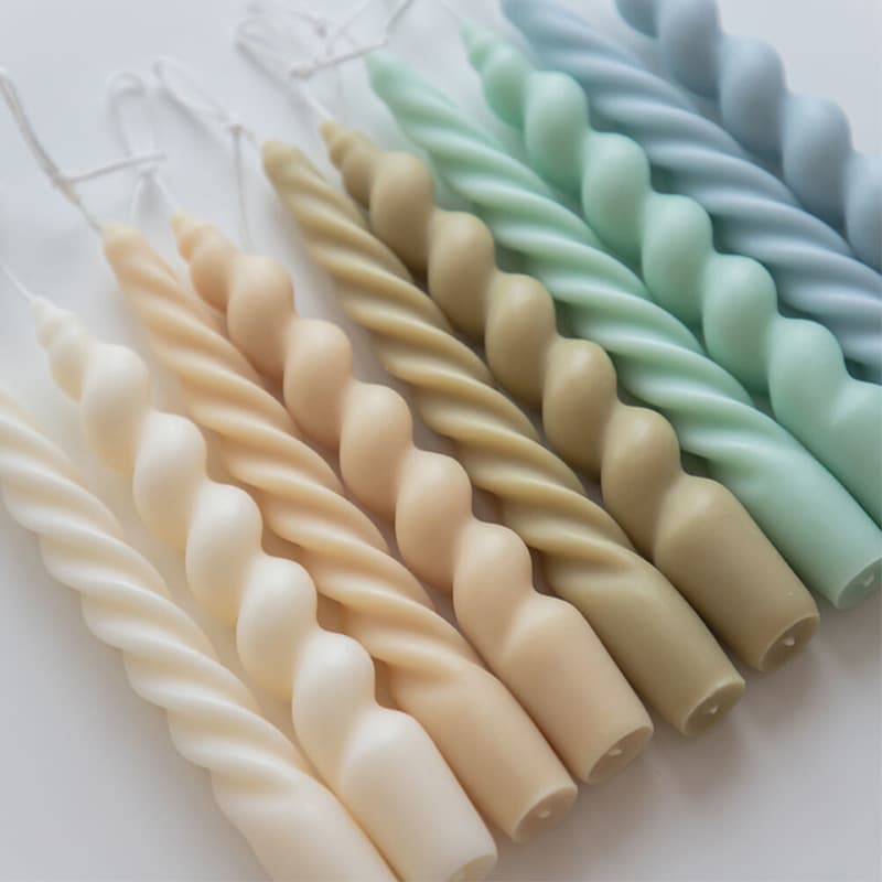 European Style Long Handle Spiral Twist Drill Shape Scented Candle Mold, DIY Twisted Twist Column Scented Candle Silicone Mold