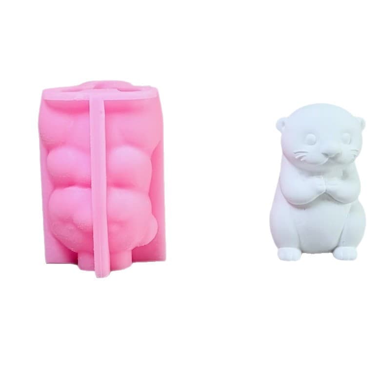 Otter Figurine Mold, Candle Plaster DIY Gypsum Figurine Candle Holder Silicone Mold W1038