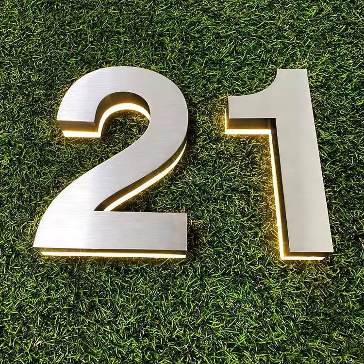 Acrylic Storefront Metal Letter Sign with Backlit Advertising Letters, Precision Stainless Steel Number Sign with Glowing Characters