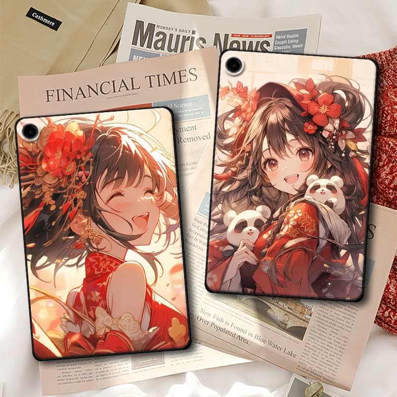 Compatible with Samsung Tab A9+ Tablet Case A9plus Soft Shell 8.7 Shockproof 11 National Trend Fresh Girl Cartoon