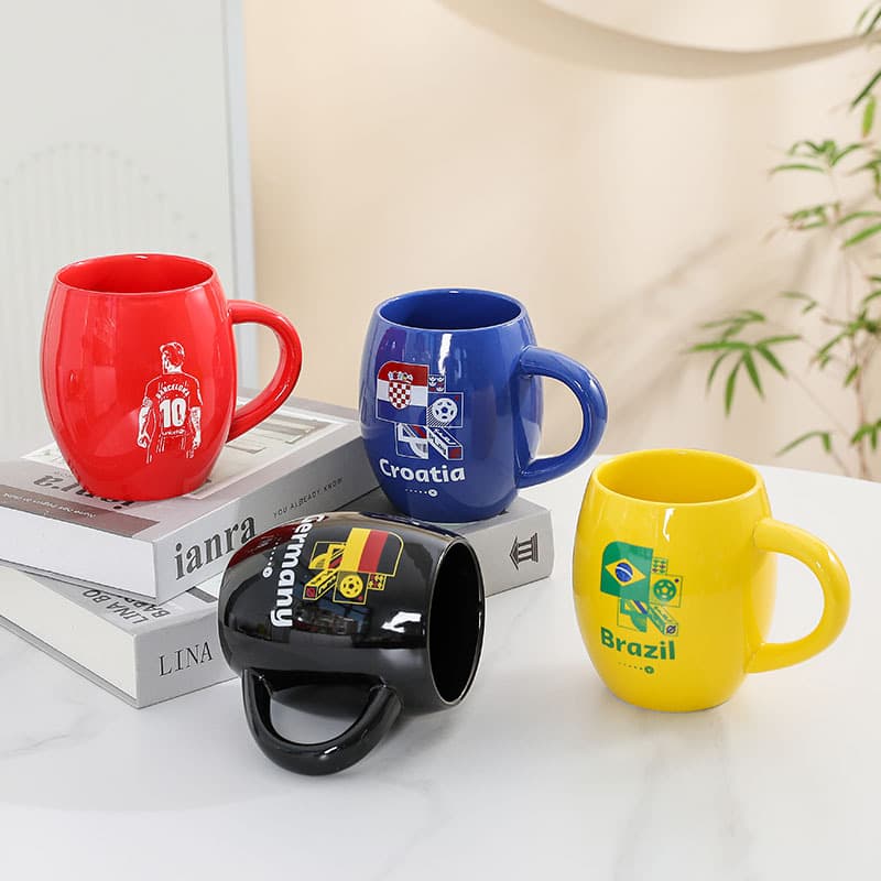 Export Promotion World Cup Beer Mug Ceramic Mug Gift Custom LOGO Large Capacity Household Water Cup
