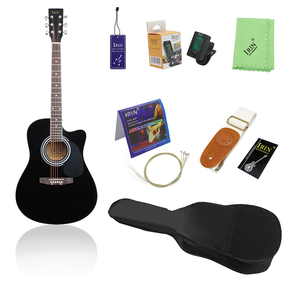 IRIN 41-inch Cutaway Linden Wood Folk Guitar Beginner Teaching Exam-Level Solid Top Guitar Set In Stock