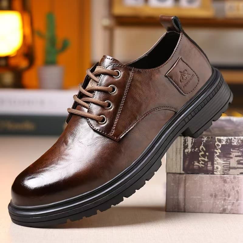 2025 Men's New British Style Leather Shoes Martin Boots Men's Shoes Soft Sole Low-Cut Versatile Retro Supports Drop Shipping Cross-Border