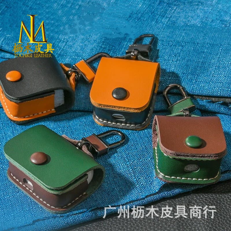Genuine Leather Case for AirPods 1/2, AirPods 3, AirPods Pro - Contrast Color Bluetooth Headphone Cover