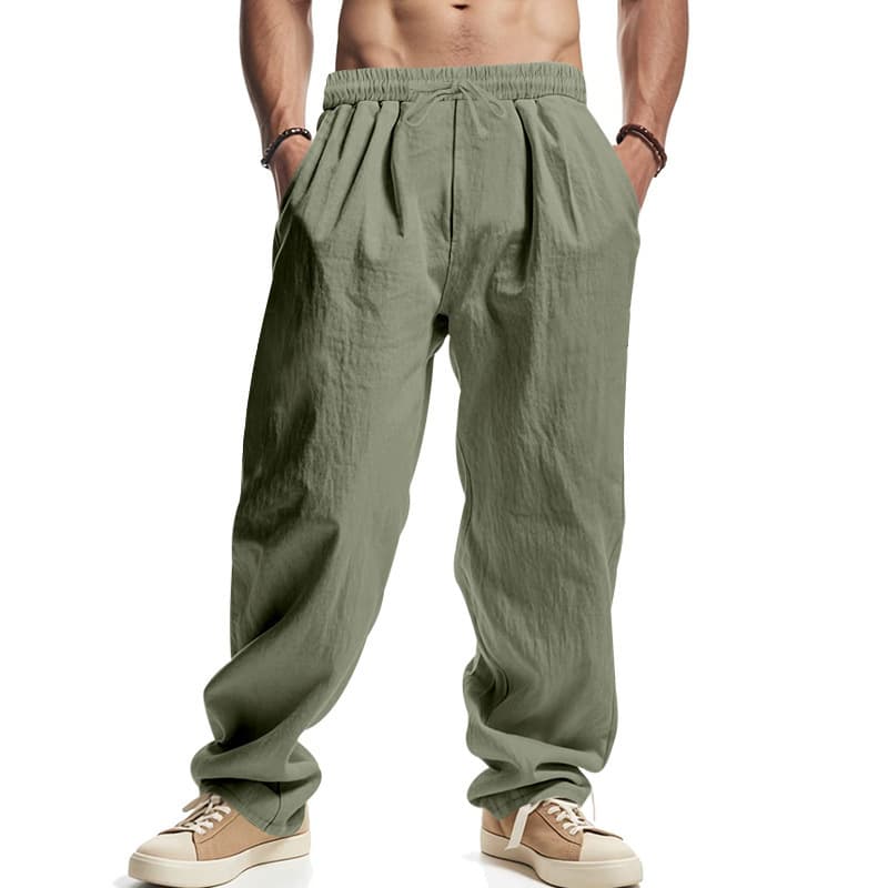 2025 Amazon American Hot Sale Men's Loose Casual Wide Leg Linen Hip Hop Beach Sports Pants for Men