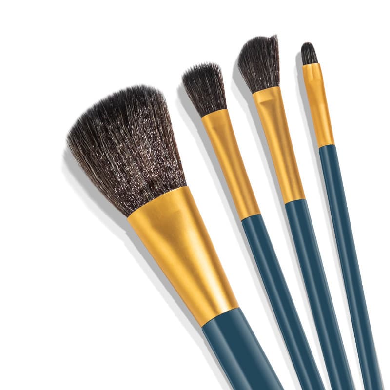 4-pack of slant-handled makeup brush set, haze blue, high-value blush, loose powder, eye shadow brush, soft-bristled beauty tool