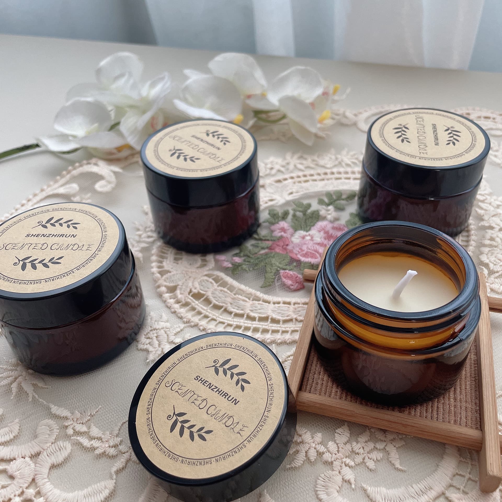 Cross-border e-commerce soy wax creative candles, scented glass jars, 35g wax weight, wholesale diffuser candles.