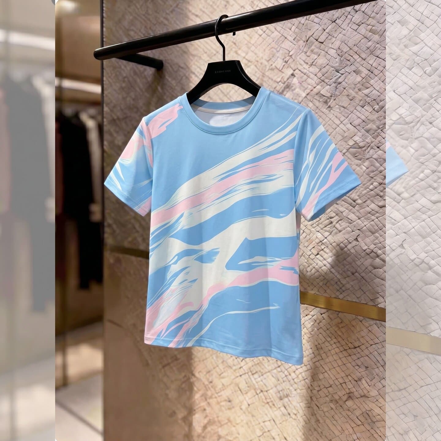 Blue and Pink Gradient Print Round Neck Short Sleeve T-Shirt for Women 2026 Summer Stunning Playful Top Bright Dopamine Outfit