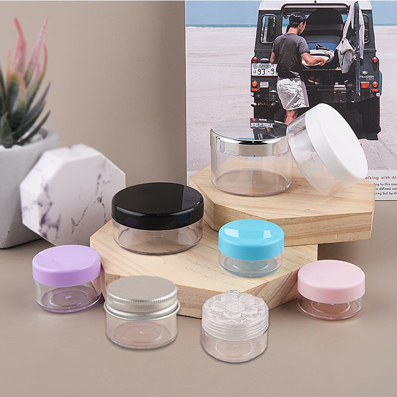 10g 15g 20g 30g 50g PS Cream Jar, Plastic Lid, Aluminum Lid, Wide Mouth Lid, Cherry Blossom Lid, Electroplated Silver Lid, Empty Jar