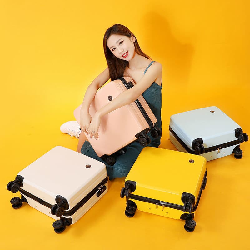 Small Travel Password Suitcase Women 18-Inch Carry-On Luggage Ultra-Light Trolley Case Small Mini Cute Leather Case Trendy