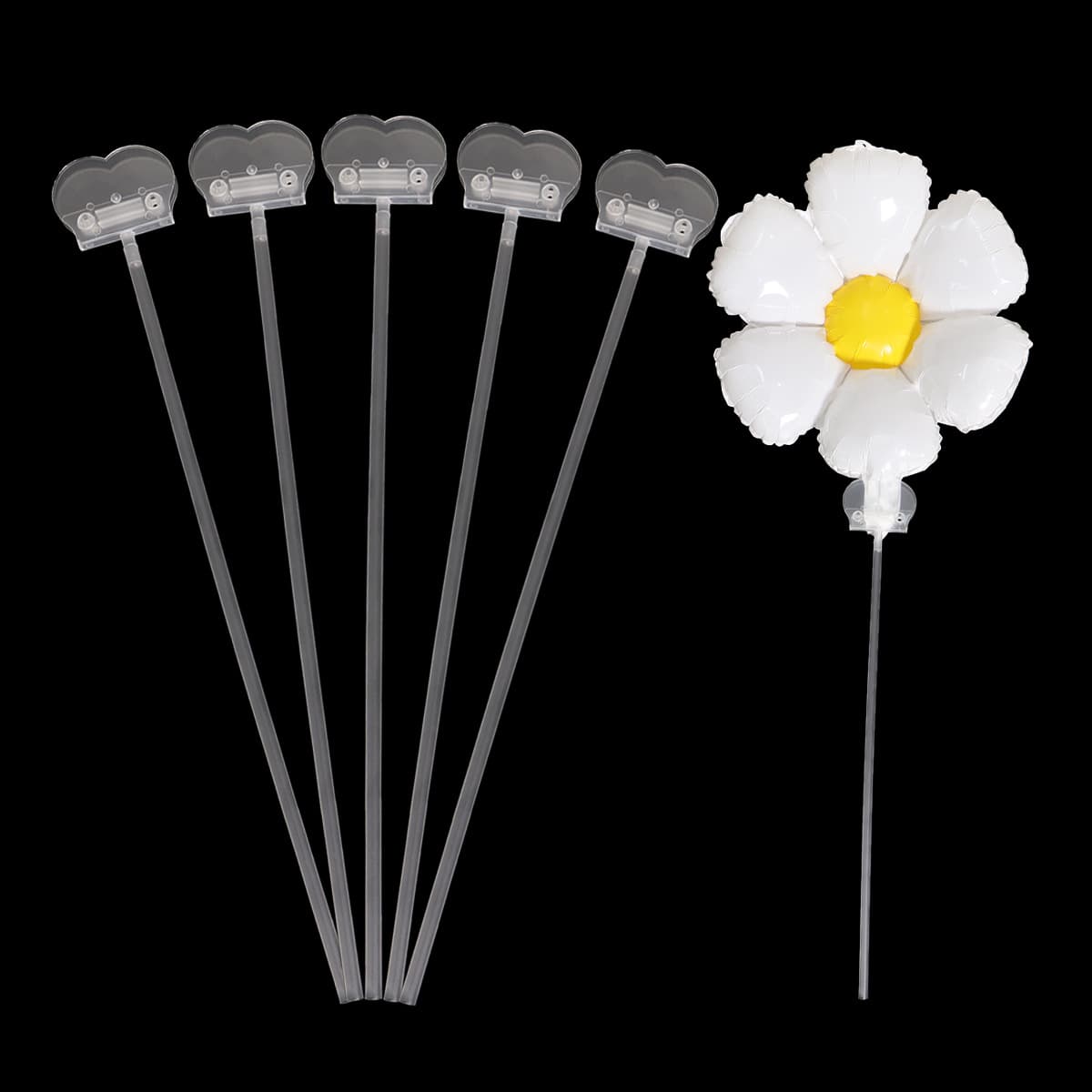 Clip-on Rods for Balloons Cross-border Wholesale 40cm Transparent PVC Handheld Clips for Aluminum Foil Balloon Rods