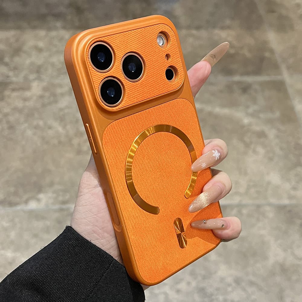 Anti-Slip Denim Texture Phone Case for Apple 17 Pro Max, Electroplated Magnetic Full-Cover Case for iPhone 18 Pro, 15, 16