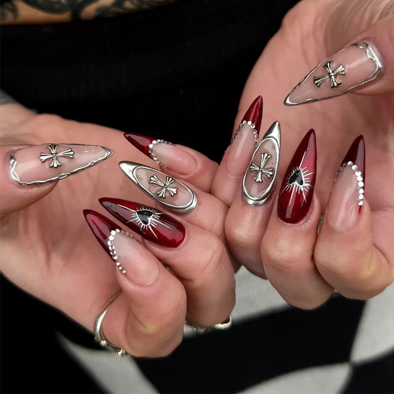 Overseas Wholesale Wearable Nails Cross-Border Hot Seller French Gold Trim Press-On Nails 24pcs Finished European & American Bestseller Fake Nails