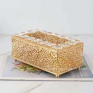 Factory Direct European Crystal Tissue Box, Living Room Home Creative Light Luxury Tissue Box, Tabletop Napkin Dispenser