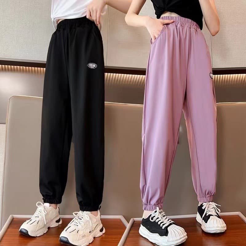Girls' Summer Thin Pants Black Summer Ice Silk Anti-mosquito Pants for Girls and Big Children Quick-Drying Pants Children's Leg-Resistant Sports Pants