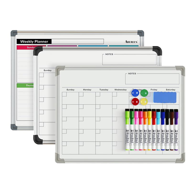 YW Brandland magnetic whiteboard/writing board with aluminum or wooden frame; can also be used as a printed calendar board.