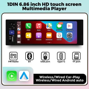 Single DIN 6.86-inch Car MP5 Music Player HD Reverse Camera All-in-One Wired Wireless Carplay
