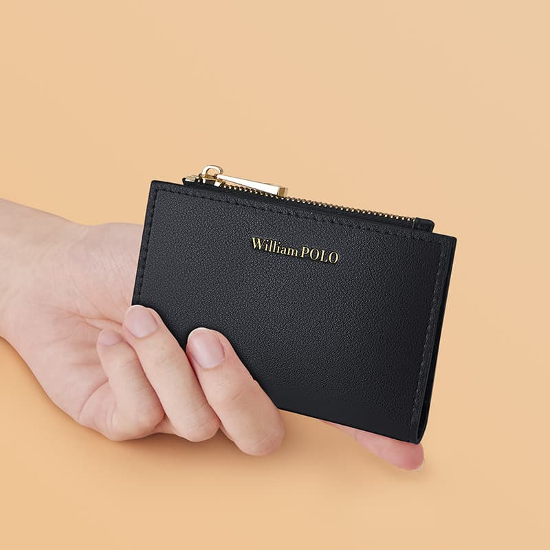 Mini Foldable Leather Wallet for Women Thin Short Style Coin Purse Card Holder PU Leather Zipper Closure Solid Color Design