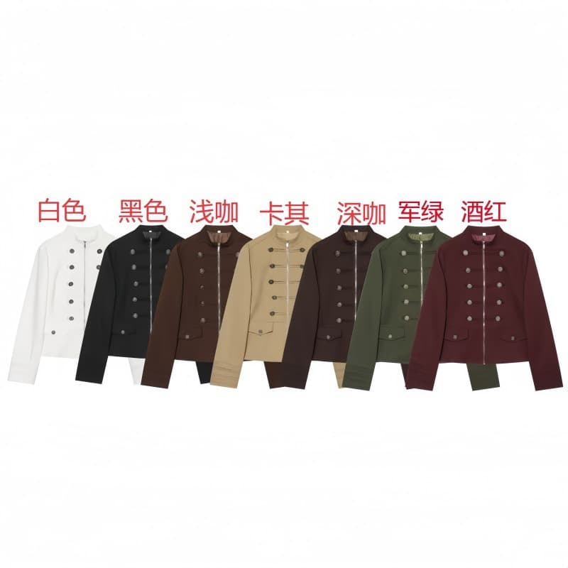 PB&ZA cross-border European and American style women's clothing 2026 fashionable and versatile temperament stand collar buttoned suit jacket 2790498