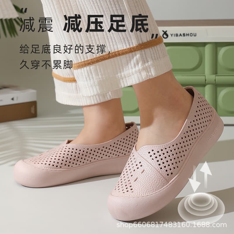 Non-slip Clog Sandals for Women, Thick Sole Summer Work Shoes, Beach White Sneakers, Soft Sole Mother Shoes, Breathable and Comfortable