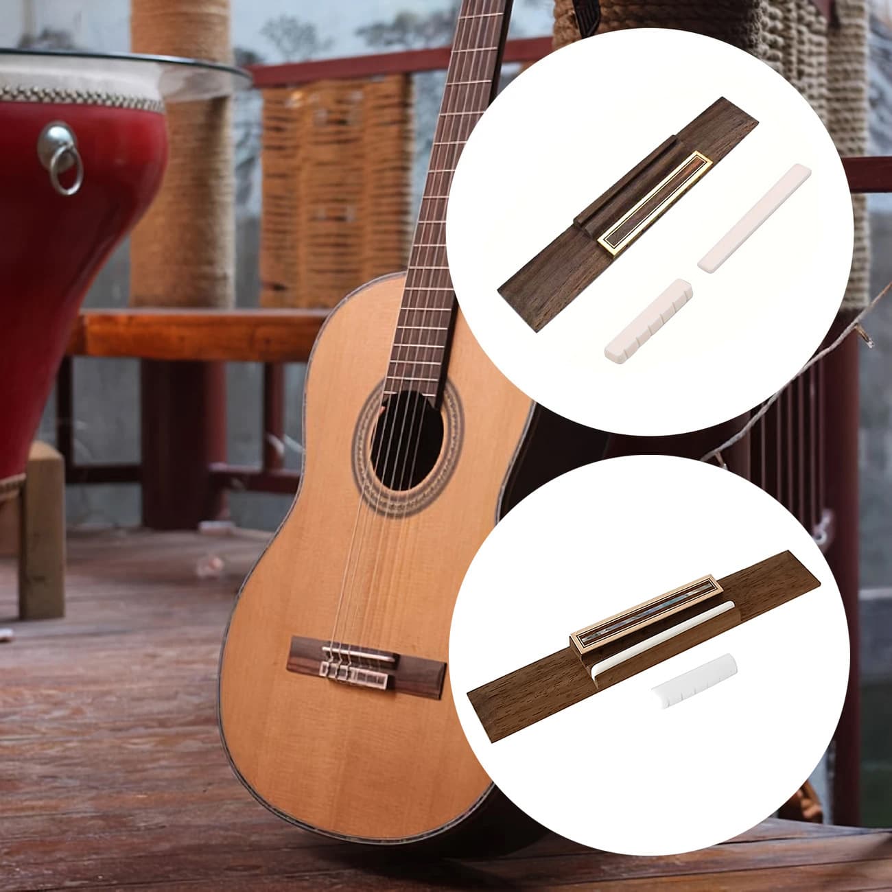 Guitar Parts Classical Guitar Bridge Rosewood Bridge Saddle DIY Repair