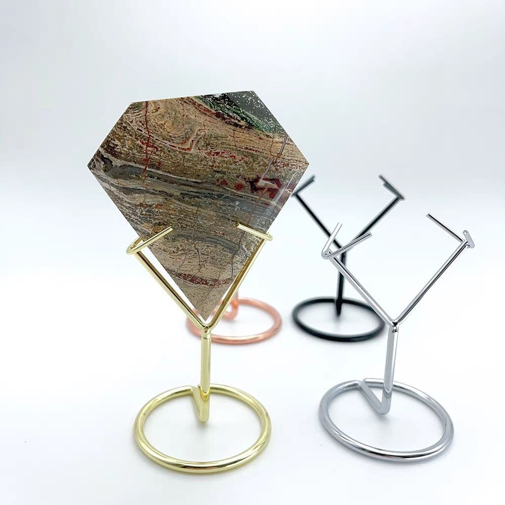 Rhombus Stand Crystal Mineral Specimen Base Raw Stone Slice Display Stand Metal Electroplating Craft