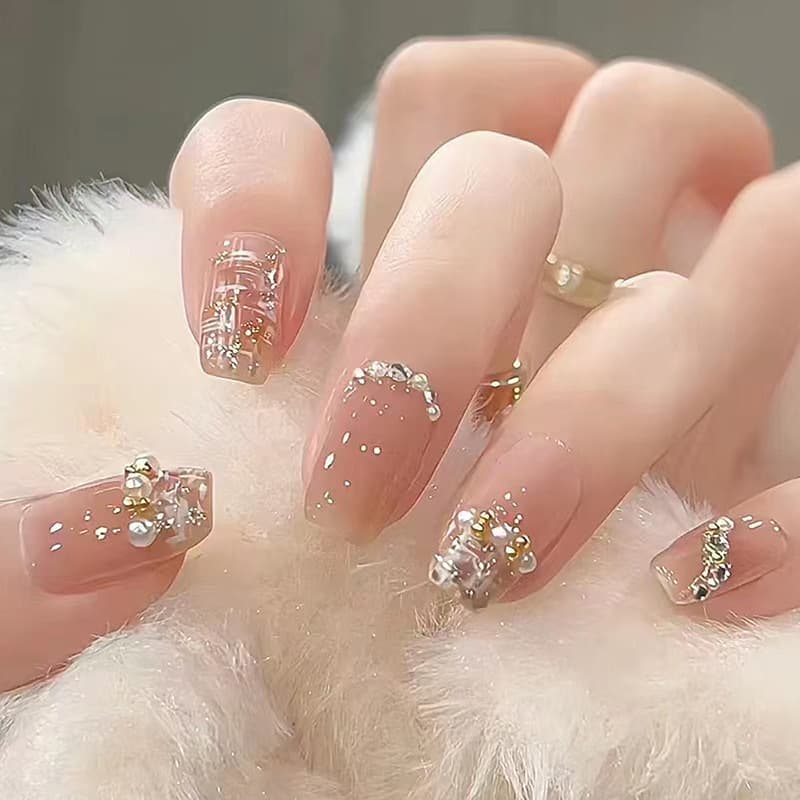 Pearl Little Fragrance Wearable Nail Art Stickers Finished Gentle White Little Fragrance Spring Nail Art Fake Nails