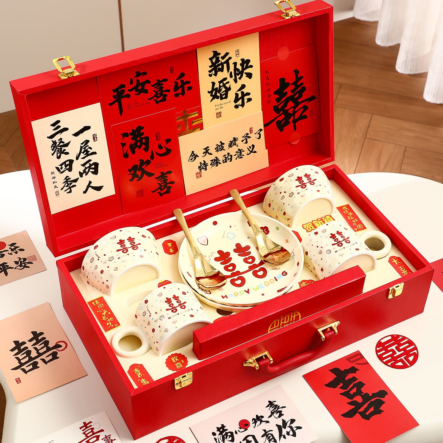 Wedding Gift Dinnerware and Chopstick Set for Newlyweds, Dowry Set, Practical and Elegant Souvenir for Bridesmaids and Friends