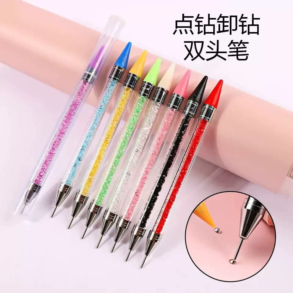 Cross-border Amazon Nail Art Dotting Pen Wax Pen Suction Drill Dual-Head Crystal Dotting Pen Glue Pen Tool