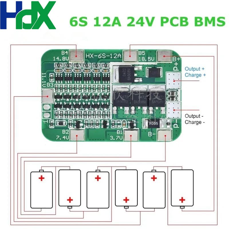6S 18650 Lithium Battery Protection Board 6S 25.2V 15A BMS Protection Board