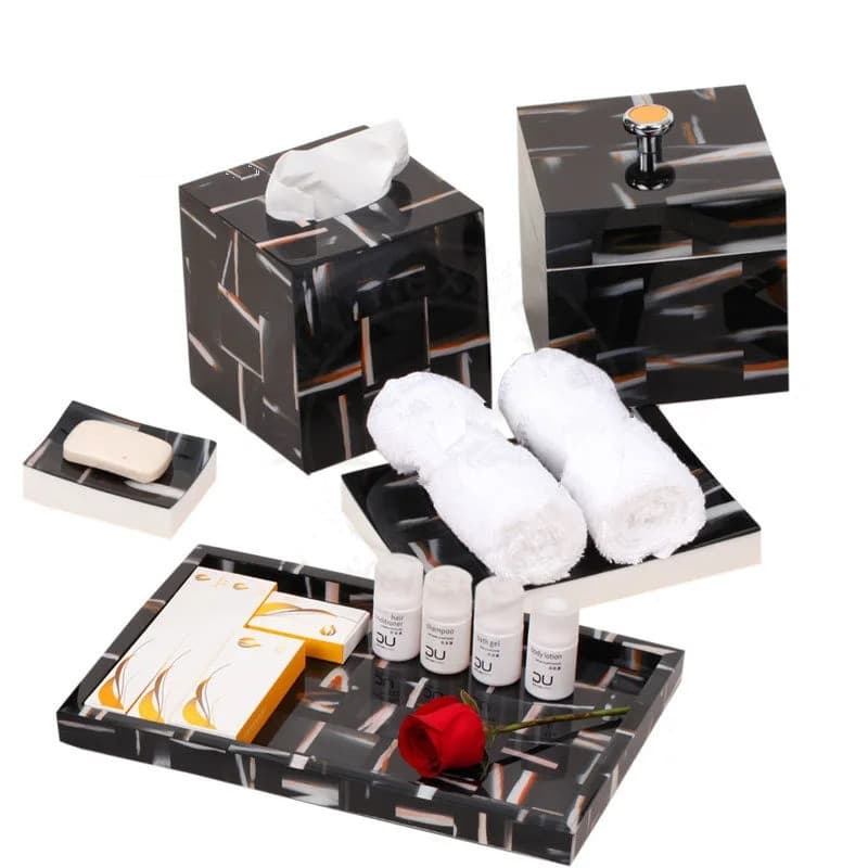 European-style bathroom vanity tray set, sample room, hotel bathroom supplies, hand sanitizer bottle, aromatherapy tray