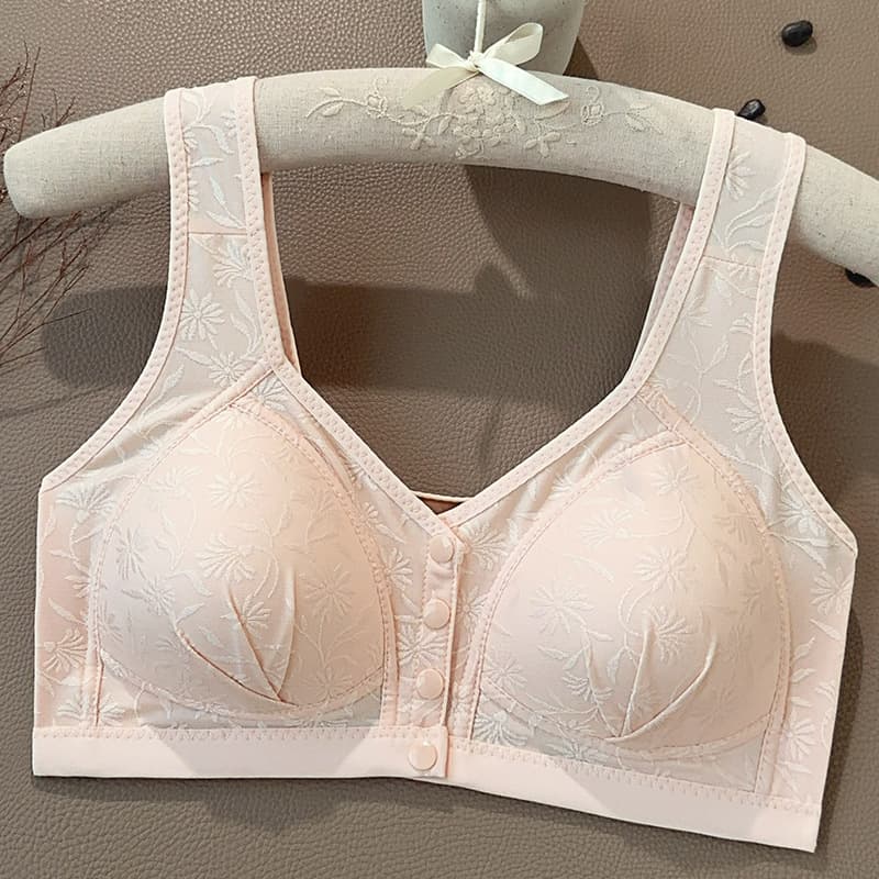 Mom's style front-closure underwear, wire-free plus-size full cup side fat reduction vest-style thin middle-aged bra.