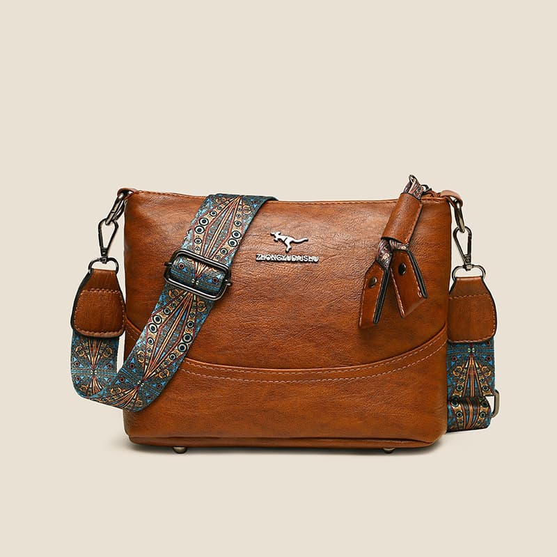 Cross-Border Retro Soft Leather Crossbody Bag Women's Bag New Simple Bucket Bag Versatile Mother Bag Large Capacity Shoulder Bag