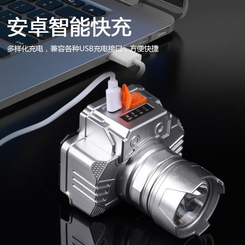 New Best-Selling Headlamp with Long Battery Life for Outdoor Night Fishing, Rechargeable Head-Mounted Light, Compact Fishing Headlamp
