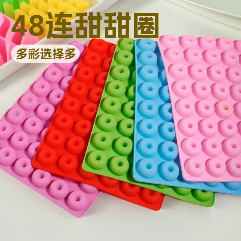 48-Cavity Donut Silicone Mold for Gummy Candy, Jelly Candy, Wax Bottle Candy, Chocolate, Resin DIY Mold