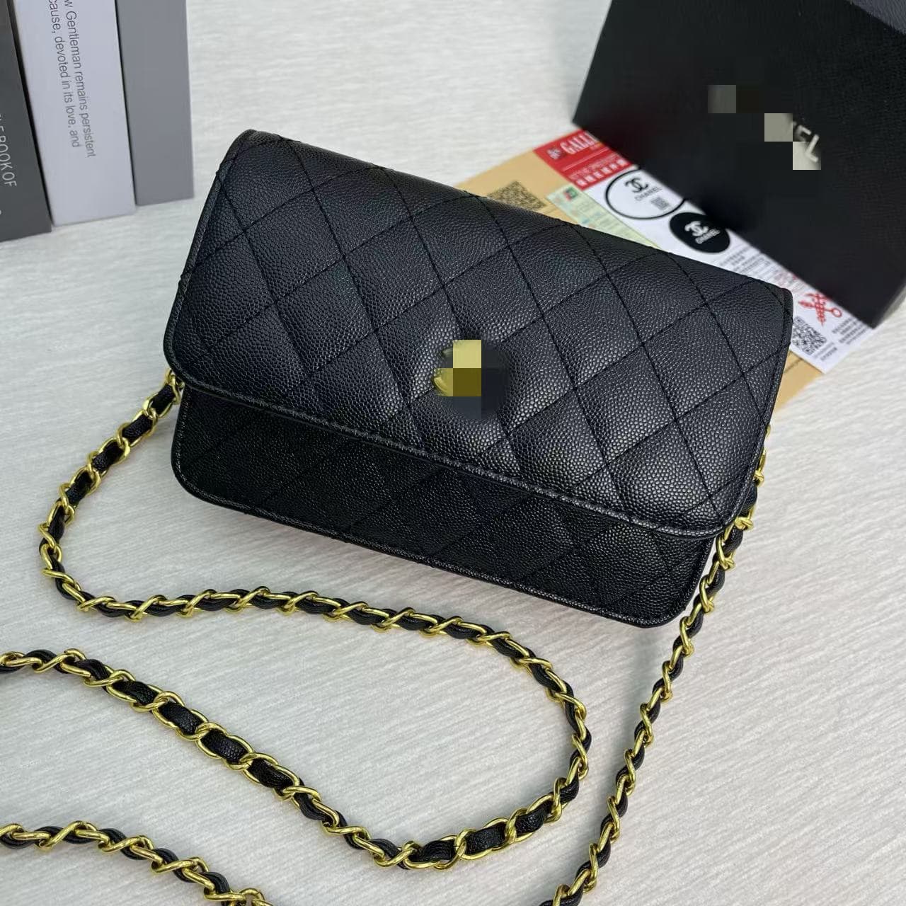 Factory Direct 2024 WOC Small Chanel-Style Caviar Crossbody Bag Fortune Bag Diamond Quilted Chain Bag Shoulder Bag