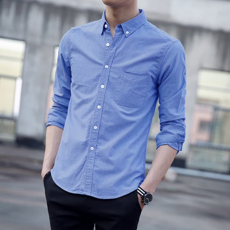 Men's Slim Fit Long Sleeve Shirt Formal Business Casual White Shirt Korean Style Polyester Fiber Machine Washable Spring Autumn