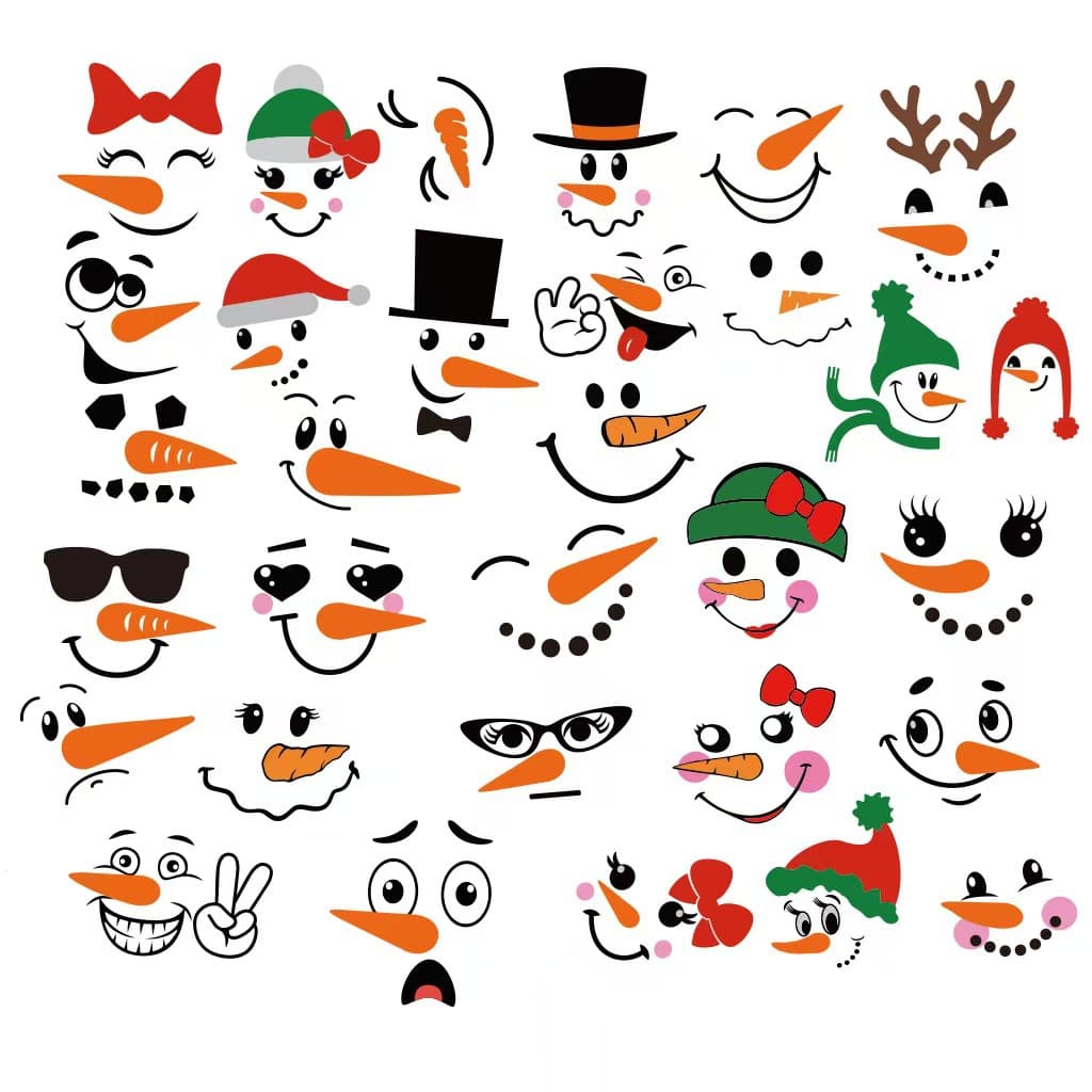 Christmas Creative Childlike Carrot Snowman Expression Sticker Decoration Removable Sticker Bedroom Wall PVC Wall Sticker