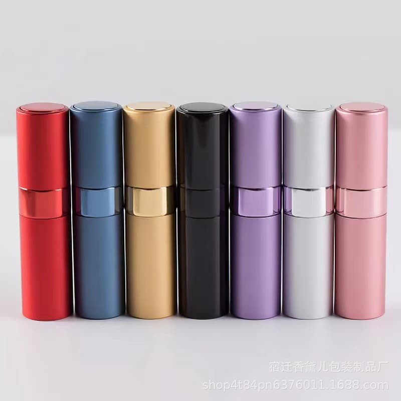 Rotary 8ml Perfume Atomizer Portable Press Glass Spray Bottle Anodized Aluminum Perfume Refillable Bottle Empty Bottle