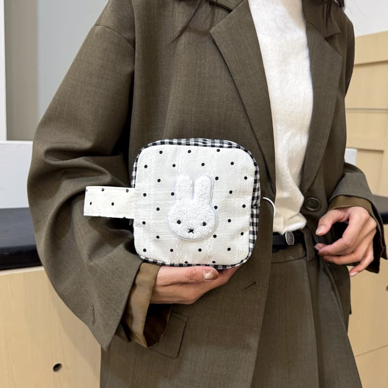 Korean-style Polka Dot Miffy Rabbit Tote Bag, Ins Polaroid Storage Camera Case Large Capacity Portable Makeup Bag